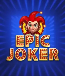 Experience the colorful world of the Epic Joker game by Relax Gaming, showcasing a playful joker with a vivid hairstyle set against a sparkling blue background. This image portrays the light-hearted spirit of classic slots, ideal for those who love traditional gameplay, delivering a captivating gaming experience.