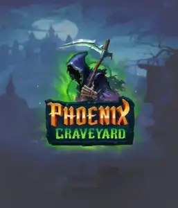 The eerie and atmospheric Phoenix Graveyard slot game interface by ELK Studios, featuring a mysterious graveyard setting. The visual highlights the slot's innovative expanding reels, alongside its gorgeous symbols and supernatural theme. The design reflects the game's mythological story of resurrection, appealing for those fascinated by the supernatural.